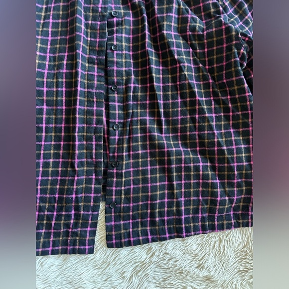 Madewell Plaid Flannel Pink Black and Tan Button Down Shirt Size Large / L - Picture 6 of 12